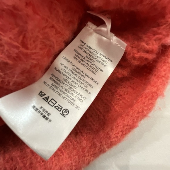 Anthropologie Ruffled Collar Knit Sweater Coral Red Textured Cute Top Y2K - Picture 6 of 9